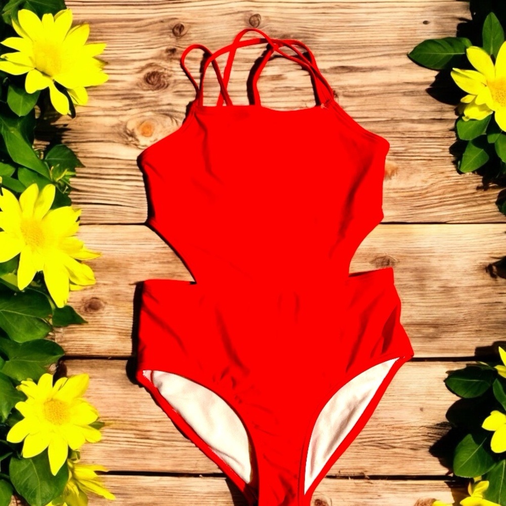 Juniors Red One Piece Swimsuit
